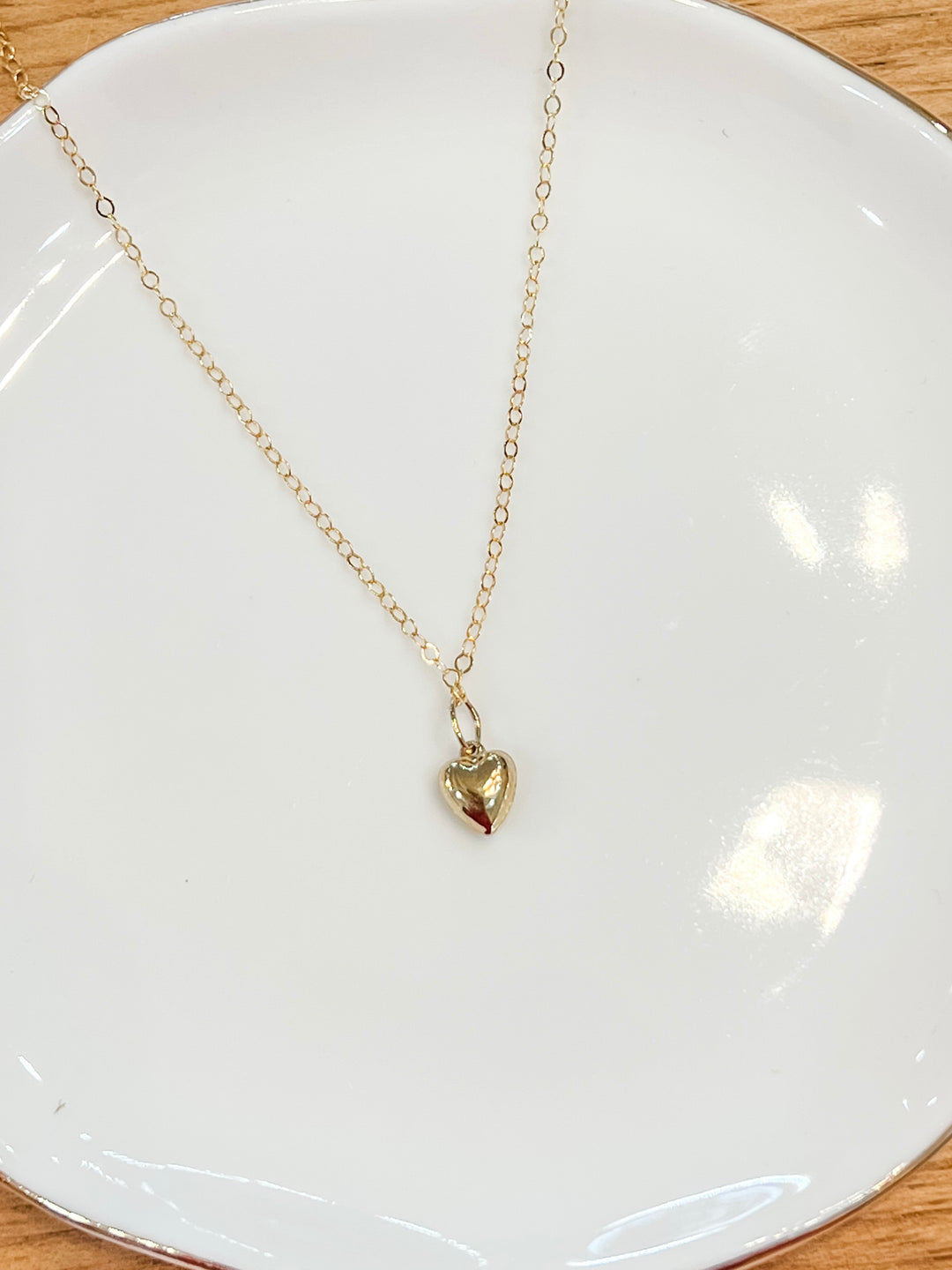 Gold Filled Puffy Heart Necklace - The Teal Antler Boutique