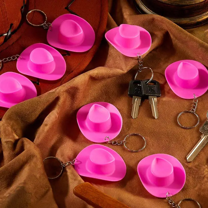 Hot Pink Cowboy Hat Keychains - The Teal Antler Boutique