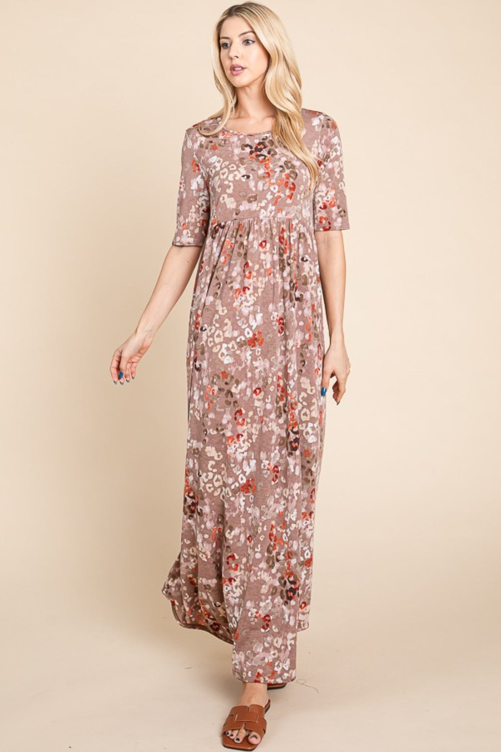 bombom maxi dress BOMBOM Floral Short Sleeve Maxi Dress