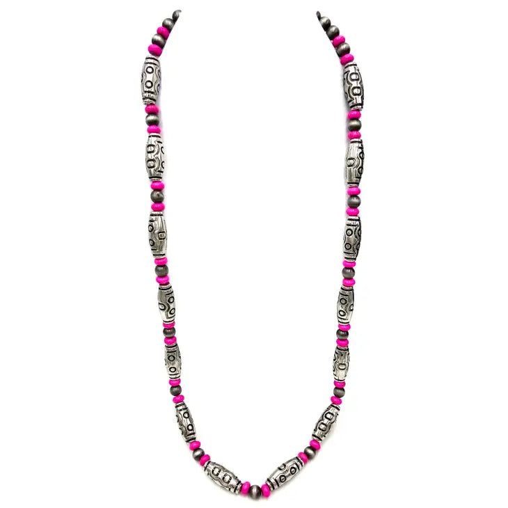 Navajo Hot Pink Long Necklace - The Teal Antler Boutique