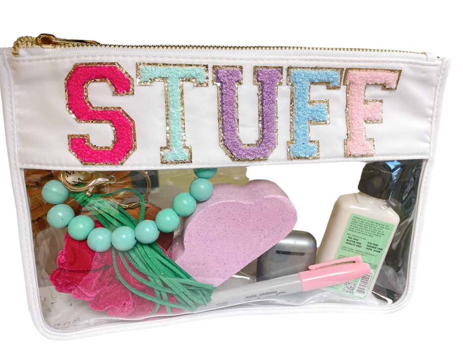 White STUFF Clear Luxury Pouch - The Teal Antler Boutique