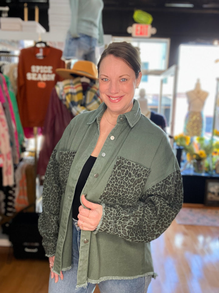 Leopard Print Denim Jacket
