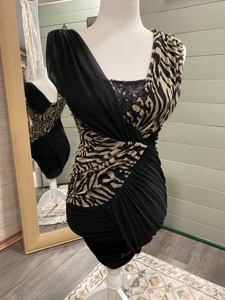 Zebra Print Date Dress XS