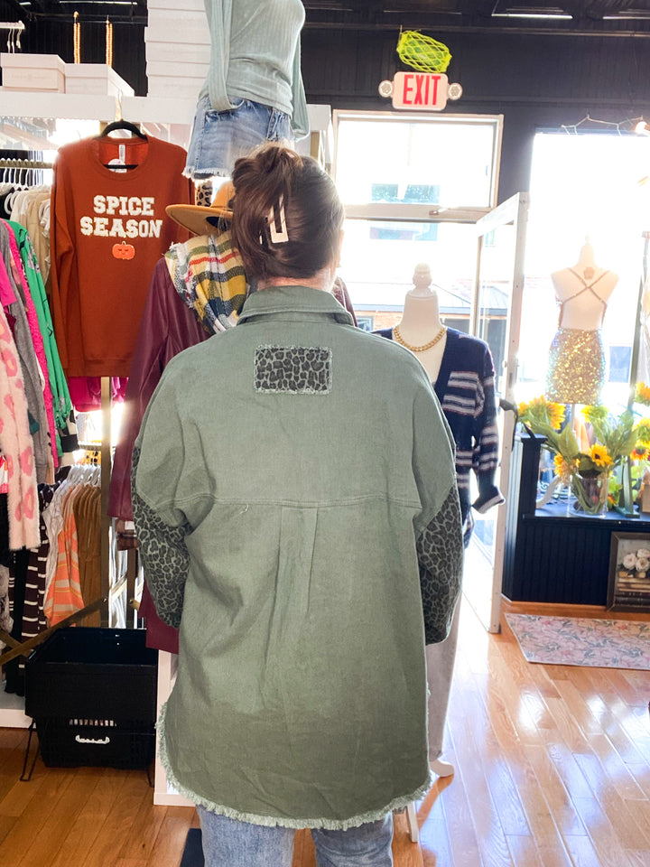 Leopard Print Denim Jacket