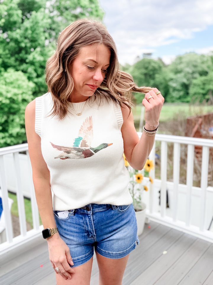 Mallard Duck Printed Sweater Top