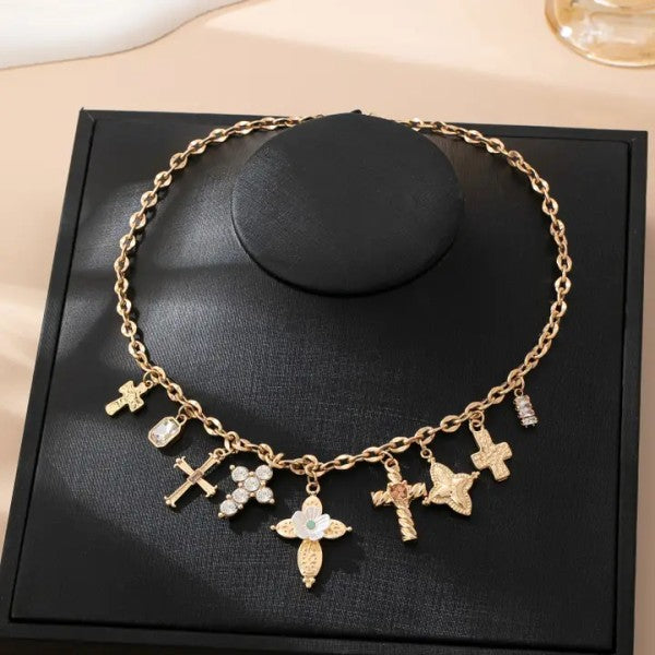 Multi Cross Charm Necklace