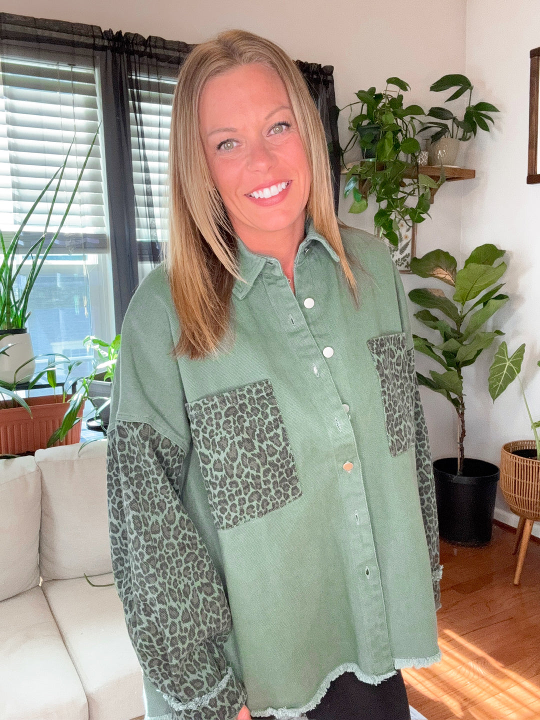 Leopard Print Denim Jacket