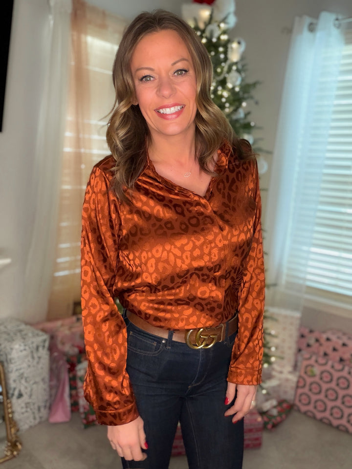 Leopard Satin Blouse
