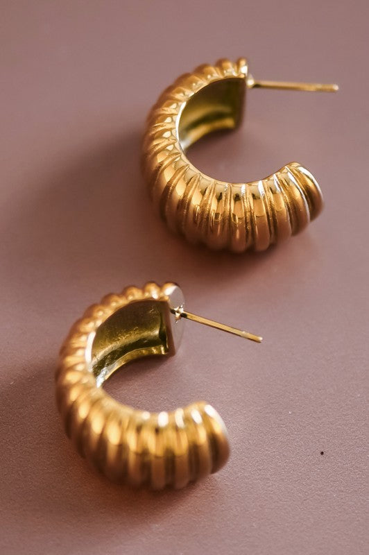 18k Waterproof Non-tarnish Stainless Steel Hoops