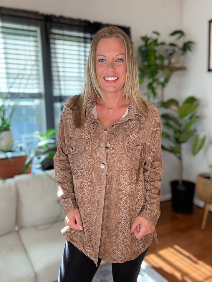 Bold Statement- Snakeskin Print Oversized Jacket