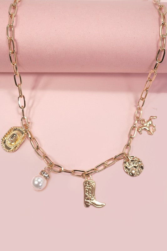 Western Horseshoe & Boot Charm Necklace