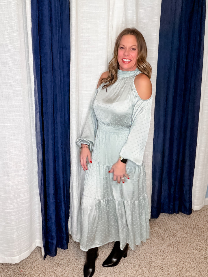 Cold Shoulder Tiered Maxi Dress
