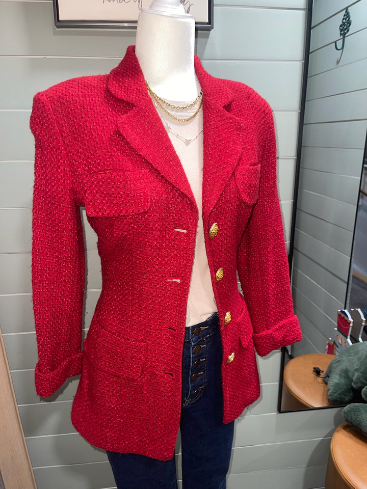 L-Red Tweed Blazer - P