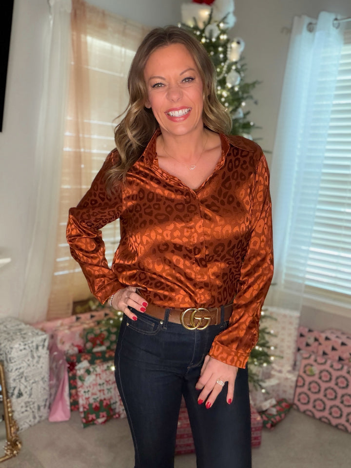 Leopard Satin Blouse