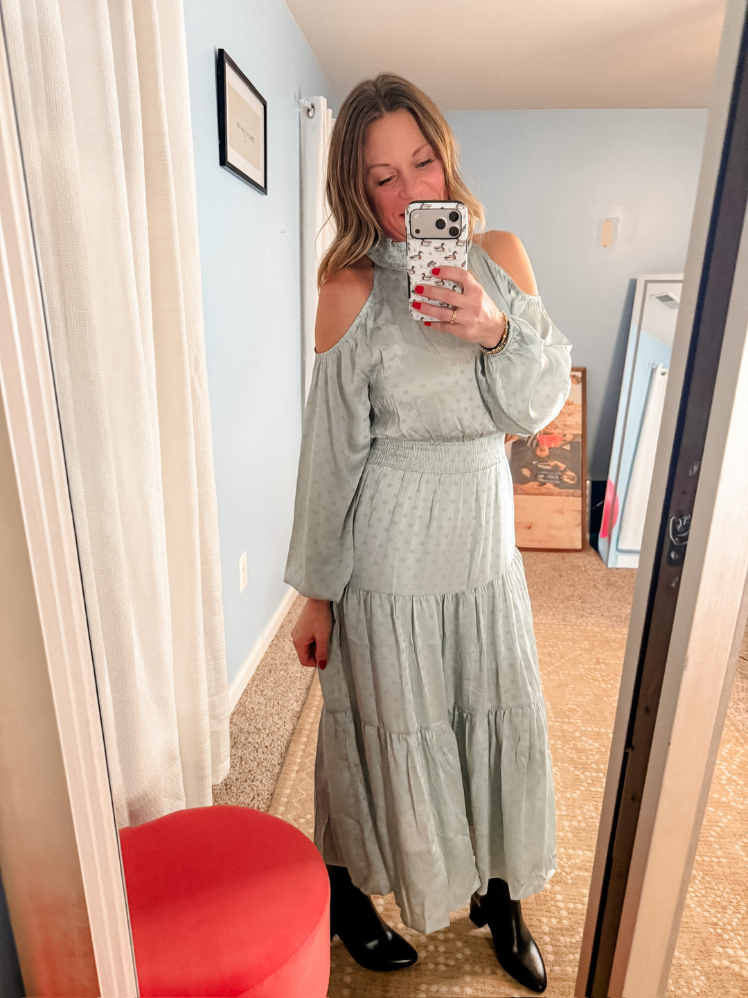 Cold Shoulder Tiered Maxi Dress