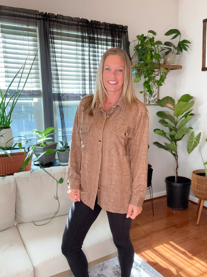 Bold Statement- Snakeskin Print Oversized Jacket