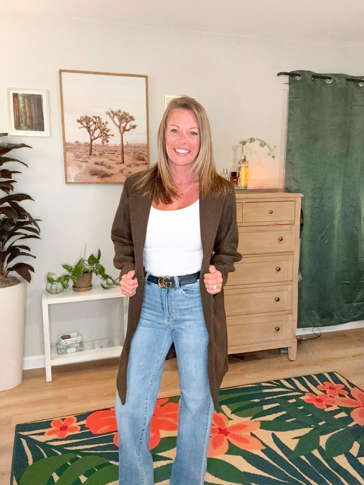 Notched Lapel Long Sleeve Coat