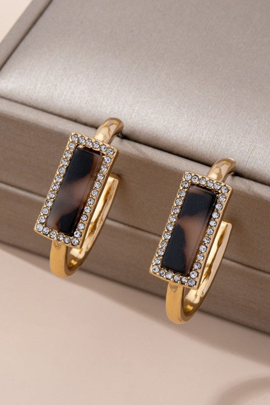 Tortoise Pave Hoop Earrings
