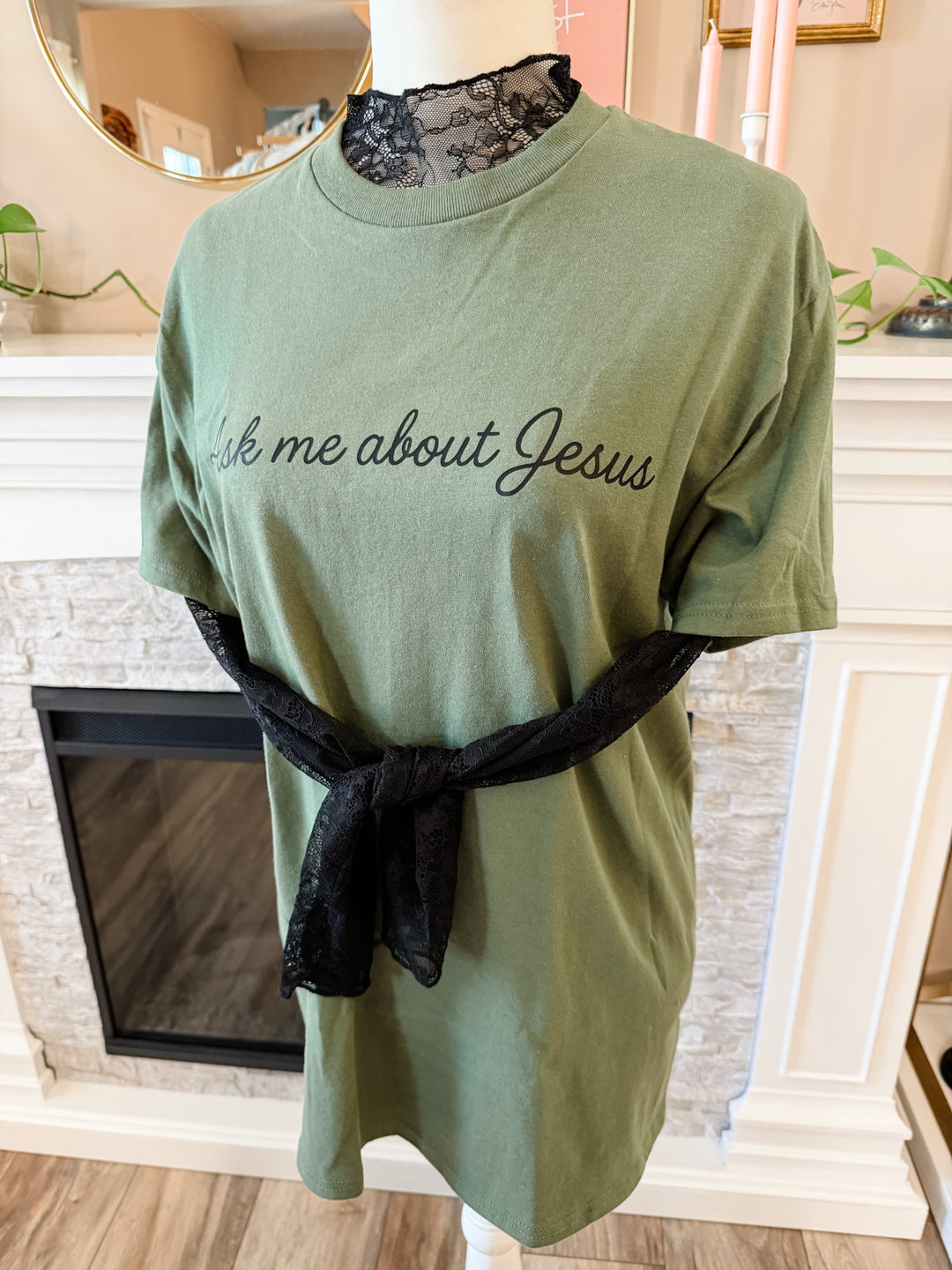 In store  Ask Me About Jesus Tee