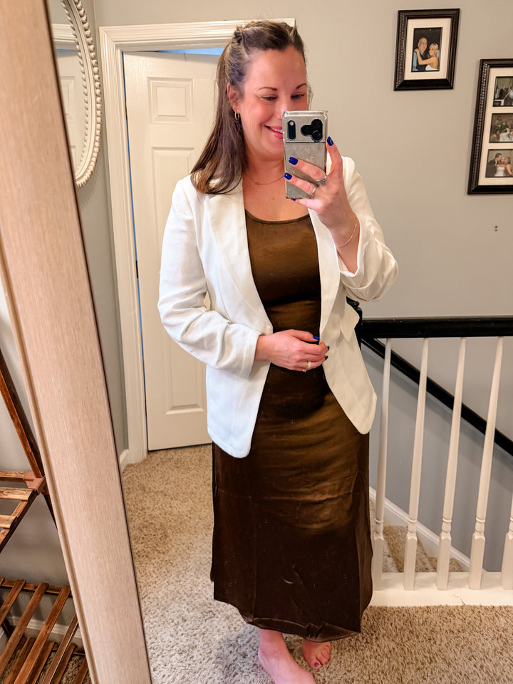 Notch Collar 3/4 Sleeve Blazer