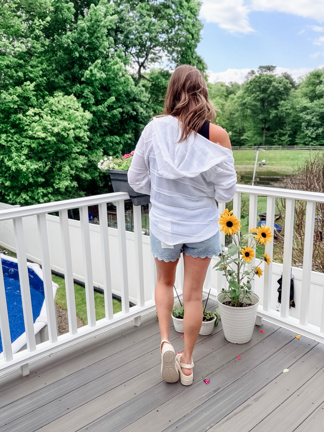 High Rise Scallop Hem Shorts