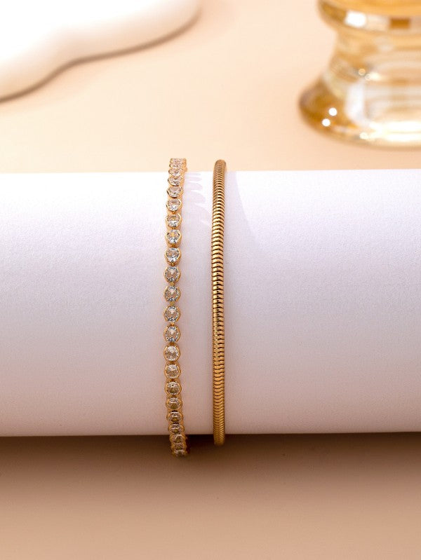 Double Snake Chain Crystal Bracelet