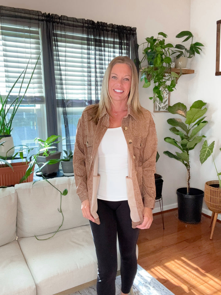 Bold Statement- Snakeskin Print Oversized Jacket