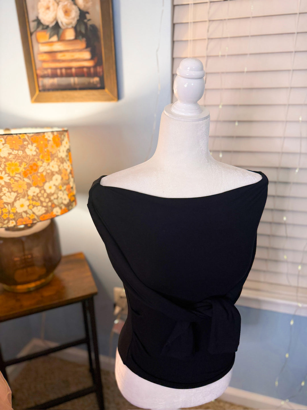 Boat Neck Pintuck Detail Long Sleeve Knit Top