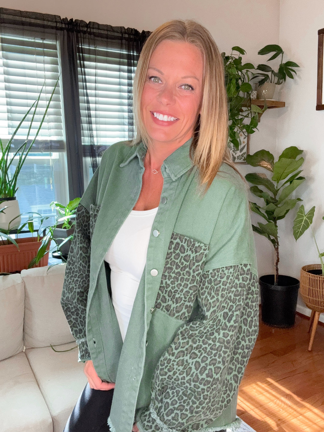 Leopard Print Denim Jacket