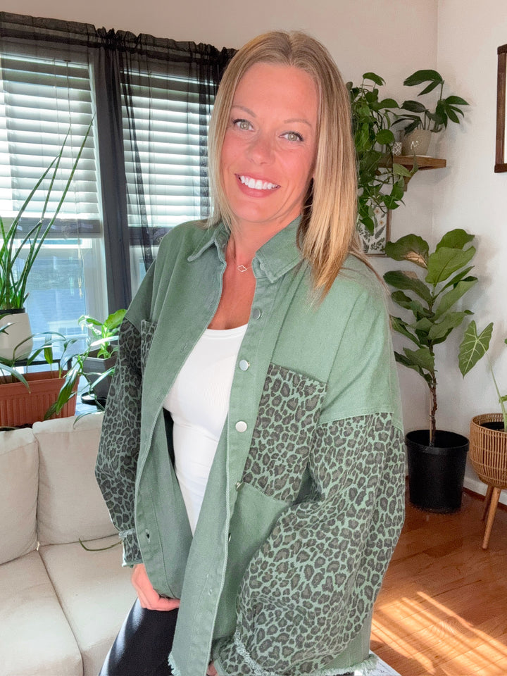 Leopard Print Denim Jacket