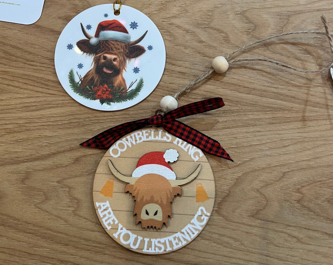Holiday Cow Ornament - The Teal Antler Boutique