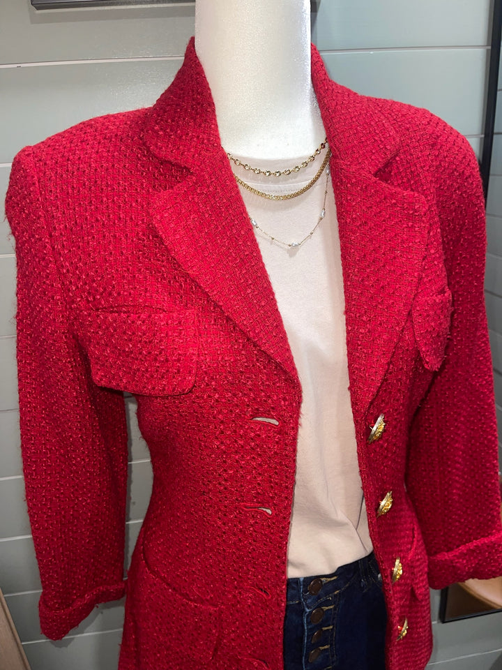 L-Red Tweed Blazer - P