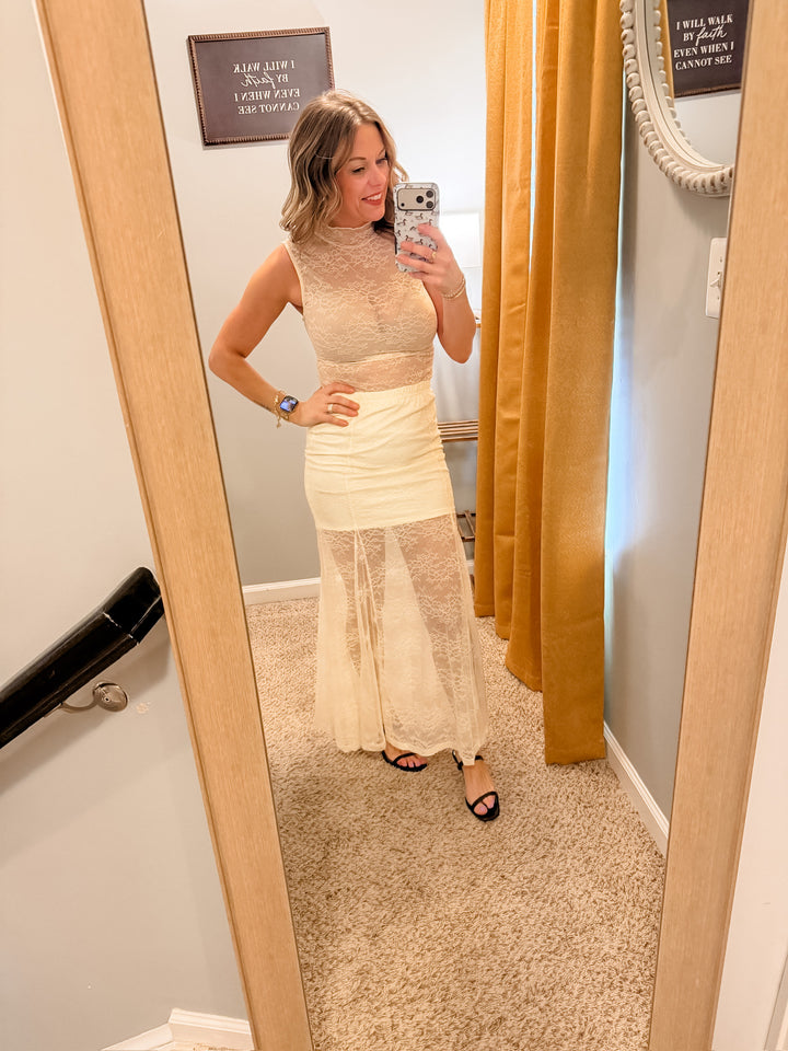 Delicate As Lace Mock Neck