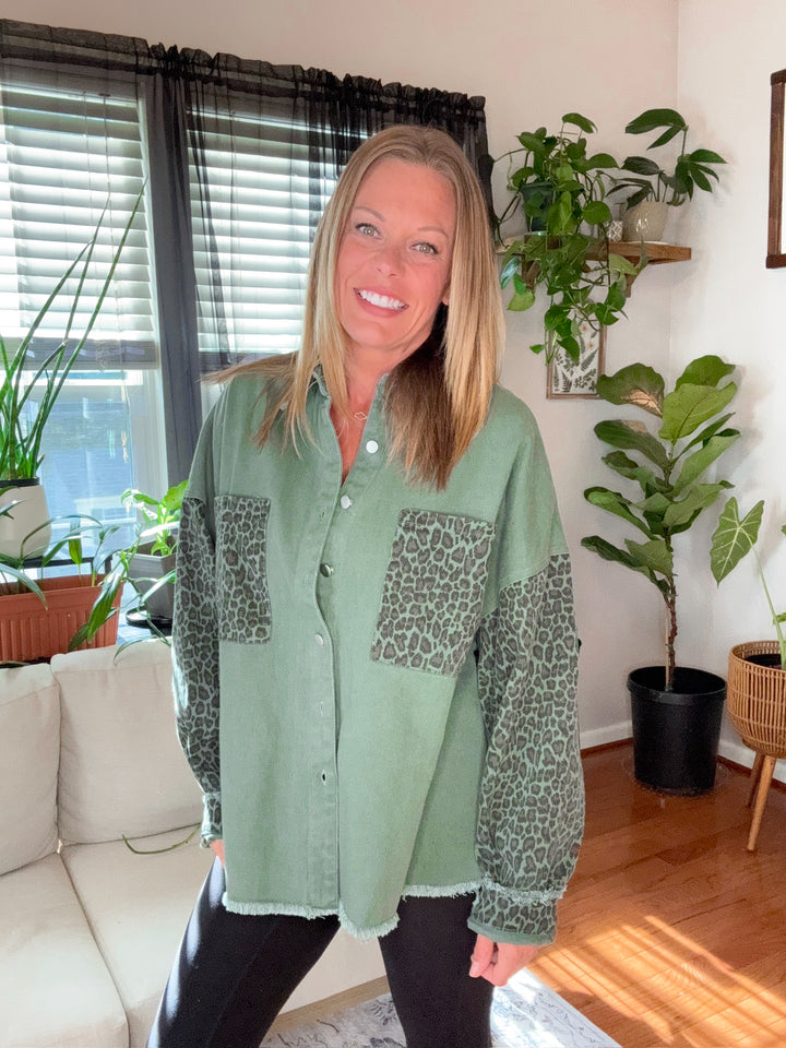 Leopard Print Denim Jacket