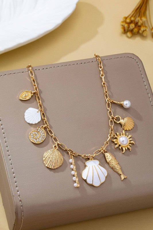 Ocean Pearl Charm Necklace