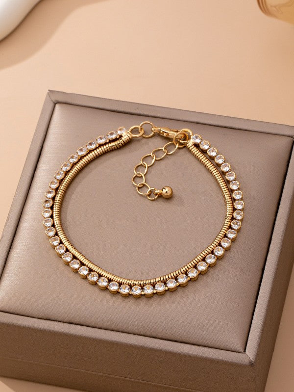 Double Snake Chain Crystal Bracelet
