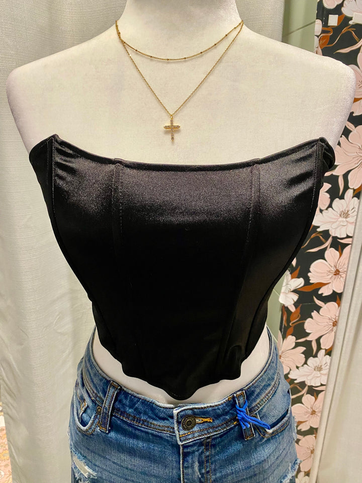 Black Strapless Top-S
