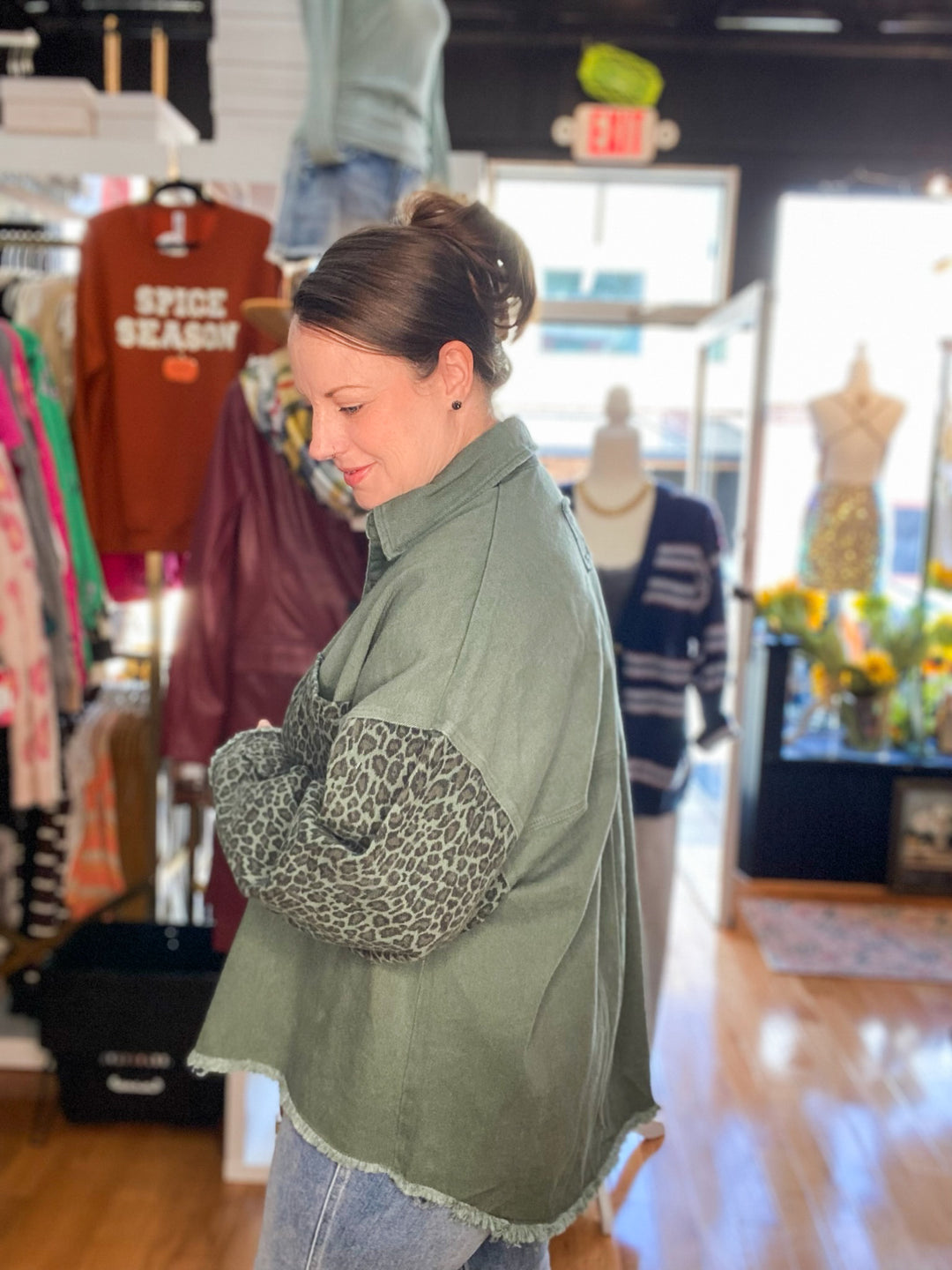 Leopard Print Denim Jacket