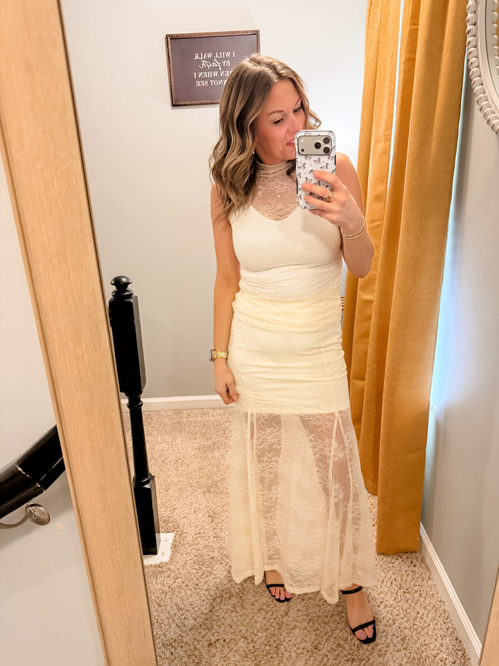 Delicate As Lace Mock Neck