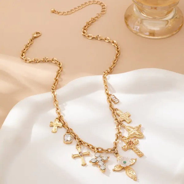 Multi Cross Charm Necklace