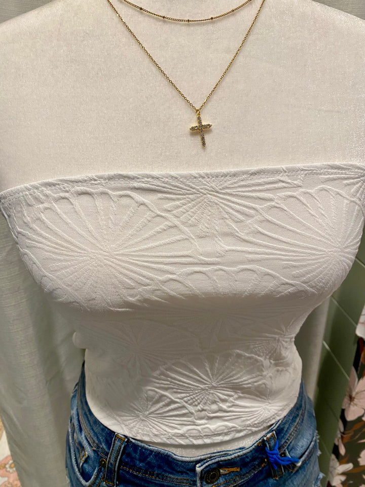 White Strapless Top-S