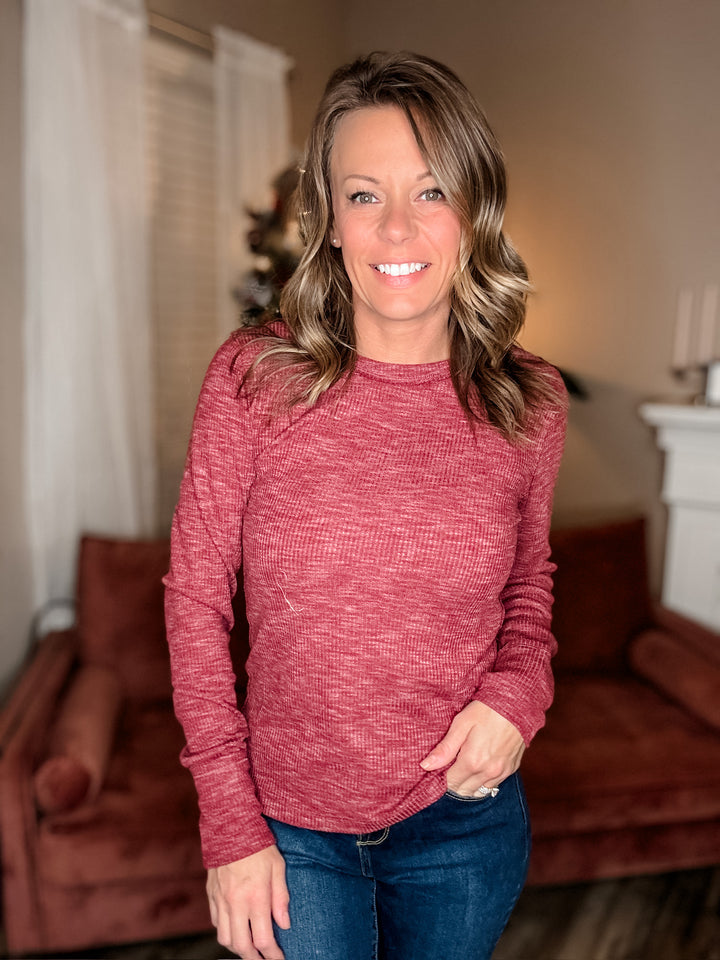 Basic Marled Thumbhole Top