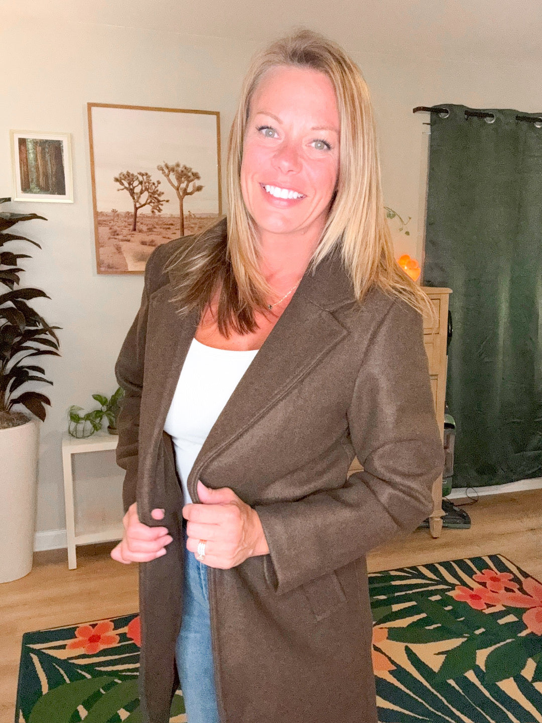 Notched Lapel Long Sleeve Coat