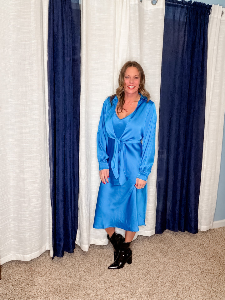 Midi Spaghetti Strap Slip Dress W/Crop Top