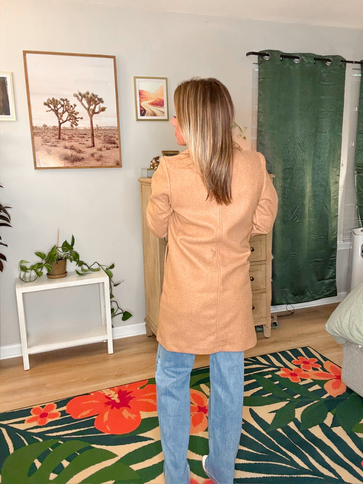 Notched Lapel Long Sleeve Coat