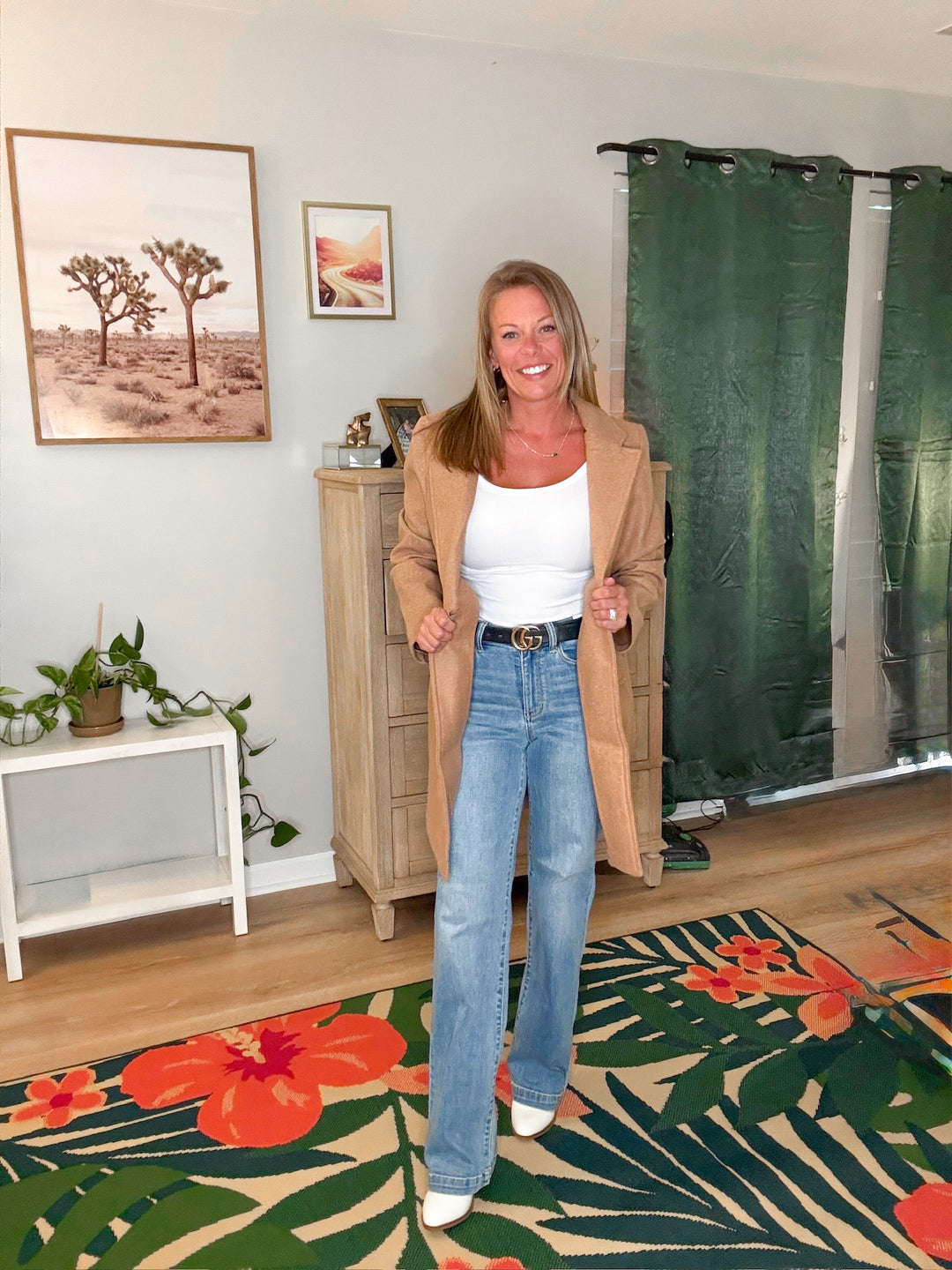 Notched Lapel Long Sleeve Coat