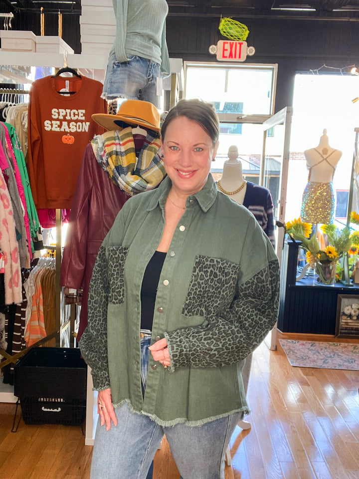 Leopard Print Denim Jacket