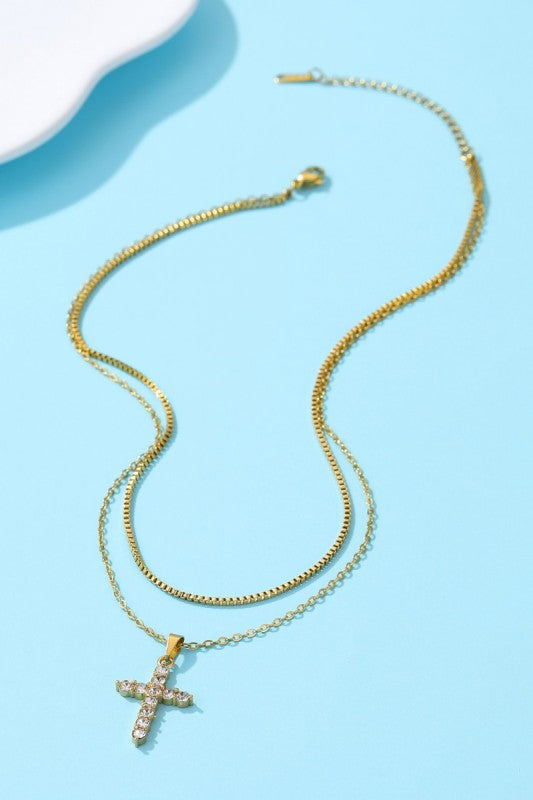 18K Stainless Steel Tarnish Free Cross Necklace