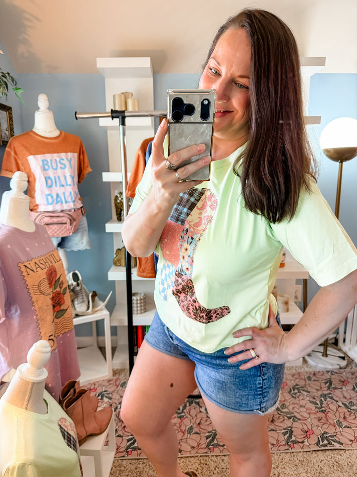 Quilted Cowgirl Boot Graphic Tee