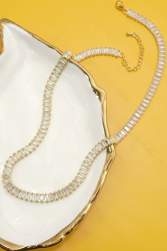 Baguette Stone Tennis Necklace
